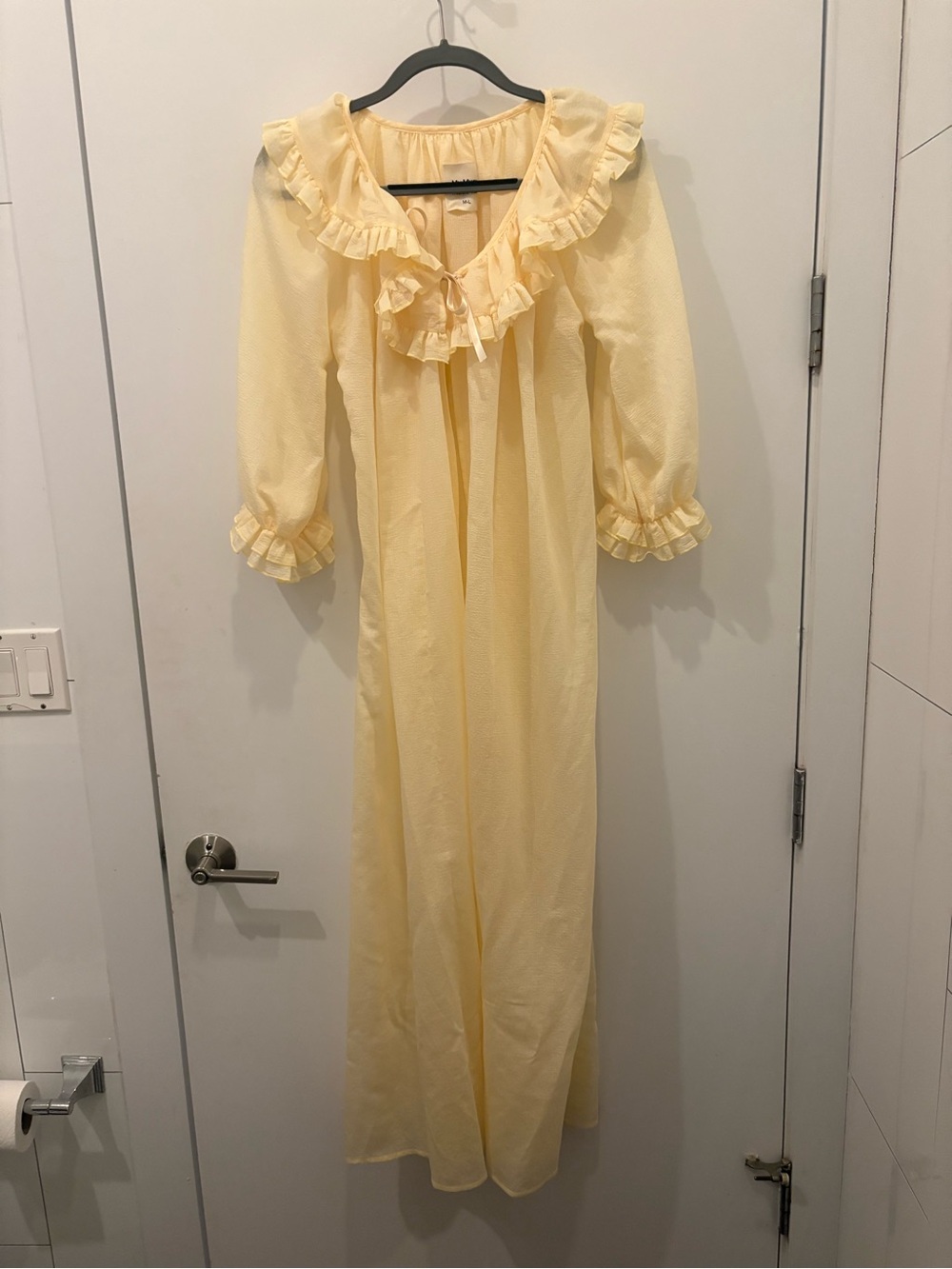 Yellow Ruffle-Trim Peasant Blouse , whimsical vintage sheer robe .